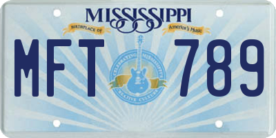 MS license plate MFT789