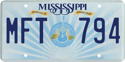 MS license plate MFT794