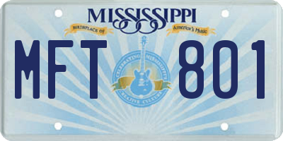 MS license plate MFT801