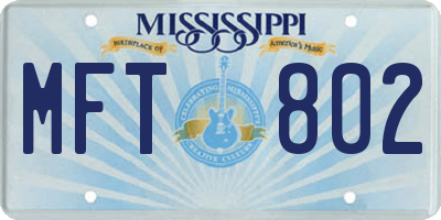 MS license plate MFT802