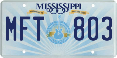 MS license plate MFT803