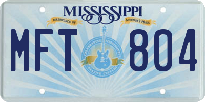 MS license plate MFT804