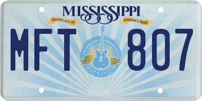 MS license plate MFT807