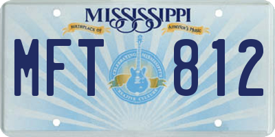 MS license plate MFT812