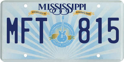 MS license plate MFT815