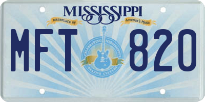 MS license plate MFT820
