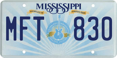 MS license plate MFT830