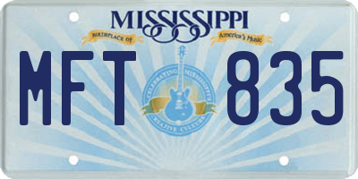 MS license plate MFT835