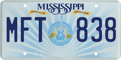 MS license plate MFT838