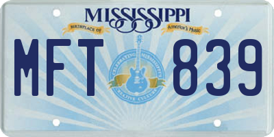 MS license plate MFT839