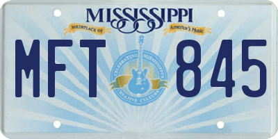 MS license plate MFT845