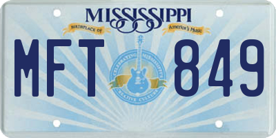 MS license plate MFT849