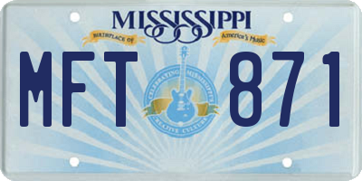 MS license plate MFT871