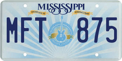 MS license plate MFT875