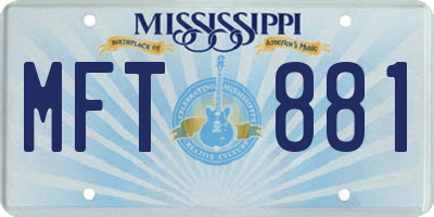 MS license plate MFT881