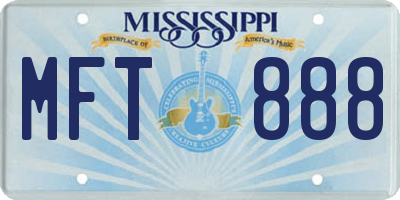 MS license plate MFT888