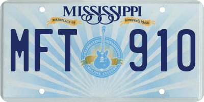 MS license plate MFT910