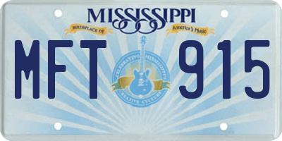 MS license plate MFT915