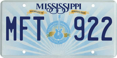 MS license plate MFT922