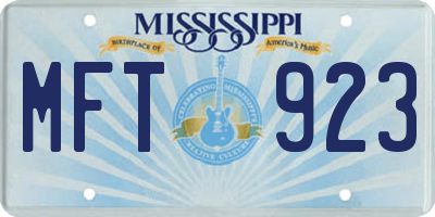 MS license plate MFT923