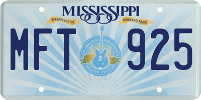 MS license plate MFT925