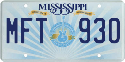 MS license plate MFT930