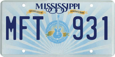 MS license plate MFT931