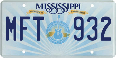 MS license plate MFT932