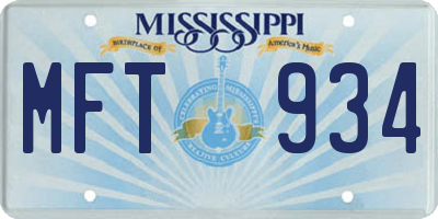 MS license plate MFT934