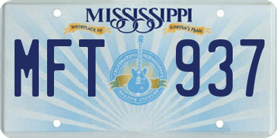 MS license plate MFT937