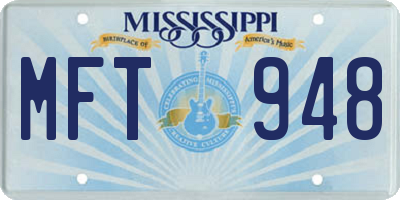 MS license plate MFT948