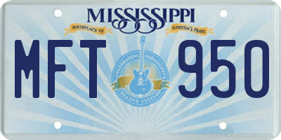 MS license plate MFT950