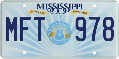 MS license plate MFT978