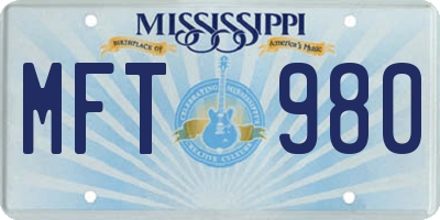 MS license plate MFT980