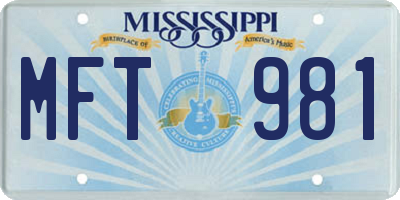 MS license plate MFT981