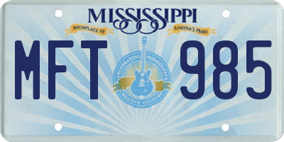 MS license plate MFT985