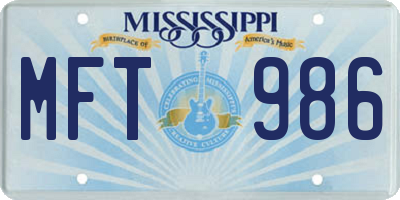 MS license plate MFT986