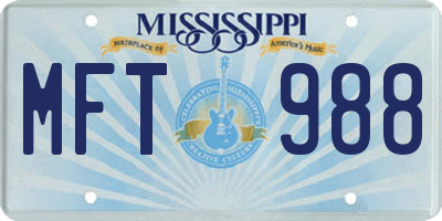 MS license plate MFT988
