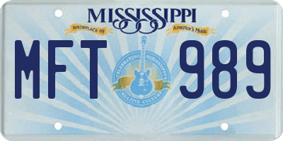 MS license plate MFT989
