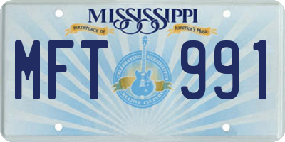 MS license plate MFT991