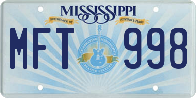 MS license plate MFT998