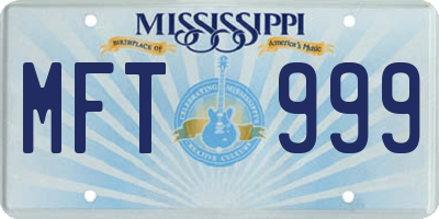 MS license plate MFT999