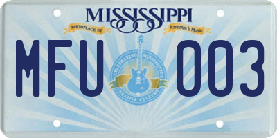 MS license plate MFU003