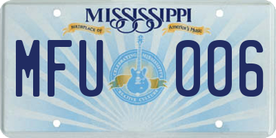 MS license plate MFU006