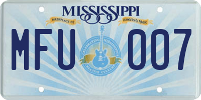 MS license plate MFU007