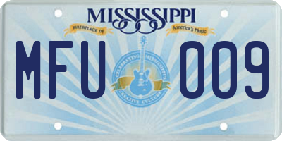 MS license plate MFU009