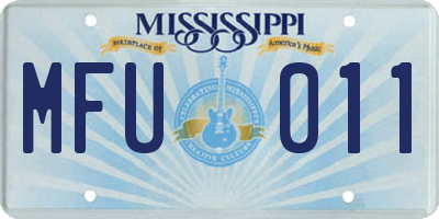 MS license plate MFU011