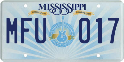 MS license plate MFU017