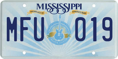 MS license plate MFU019