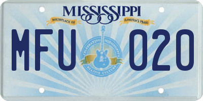 MS license plate MFU020